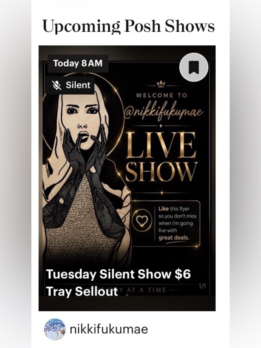 8a PST $6 Silent Show! Everything in tray $6